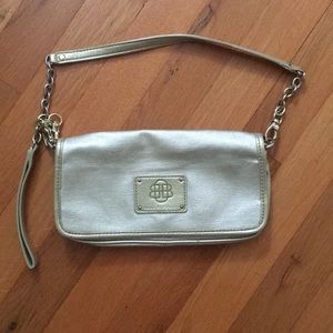 Dana Bachman gold clutch.